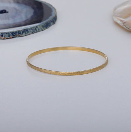 14 Ayar Mikron Kaplama Sim Desenli Ajda Gümüş Bilezik- BV00114