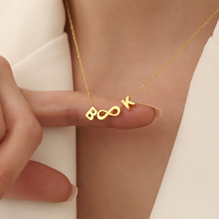 925 Ayar Gümüş İki Harfli Sonsuzluk Kolye