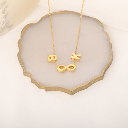 925 Ayar Gümüş İki Harfli Sonsuzluk Kolye