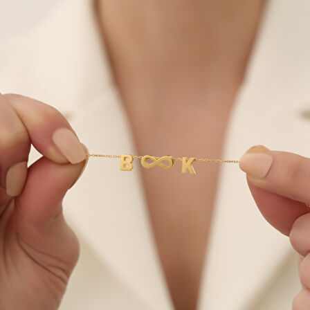 925 Ayar Gümüş İki Harfli Sonsuzluk Kolye