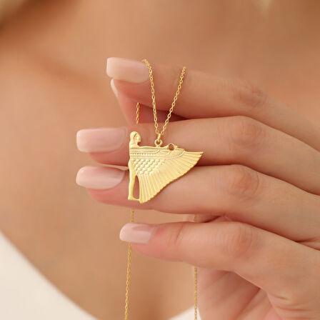 925 Ayar Gümüş Mısır İsis Tanrıça Temalı Kolye