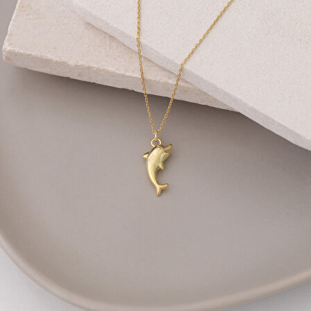 Nox Jewelry 925 Ayar Gümüş Minimal Yunus Balığı Hediye Kolye