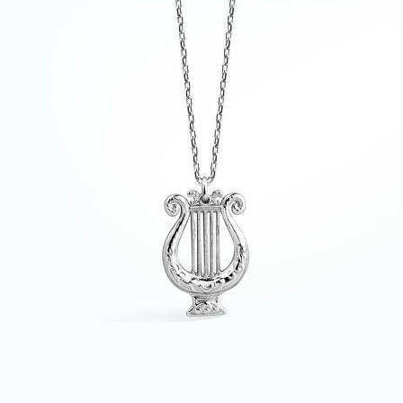 14 Ayar Altın Kaplama Lir Müzik Aleti Tasarım Gümüş Kolye - CN00442