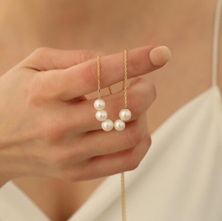 925 Ayar Gümüş Cream Tatlısu İncisi Kolye-8mm