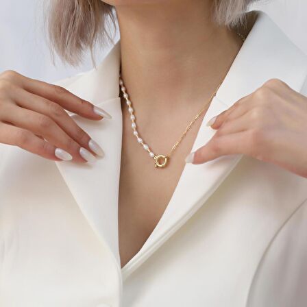 925 Ayar Gümüş Barock White Tatlısu İncisi Kolye-4mm