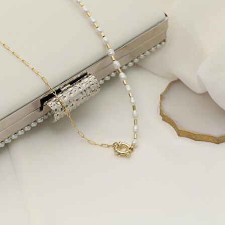 925 Ayar Gümüş Barock White Tatlısu İncisi Kolye-4mm