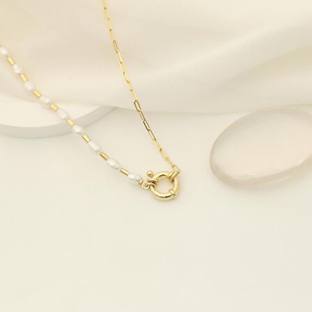 925 Ayar Gümüş Barock White Tatlısu İncisi Kolye-4mm