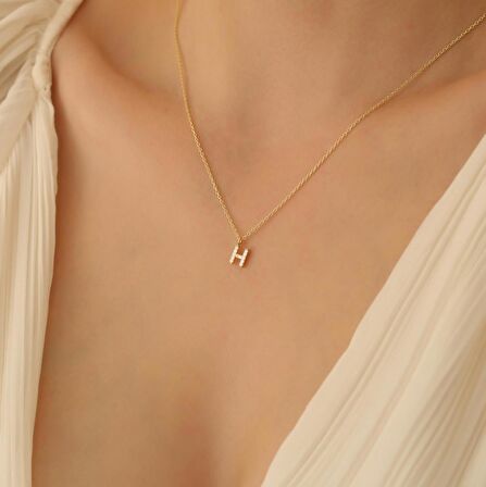 925 Ayar Gümüş Taşlı Minimal Harf Kolye