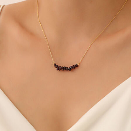 925 Ayar Gümüş Ametist Taşı Tasarım Kolye - CNS00551