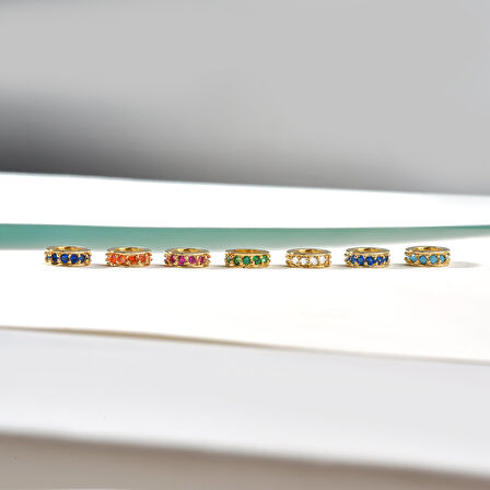 14 Ayar Altın Kaplama Kişiselleştirilebilir Minimal Taşlı Halka Gümüş Kolye - CNS00617