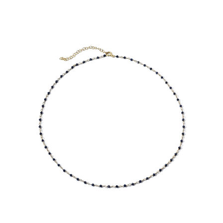 14 Ayar Altın Kaplama Safir Doğal Taş  El Yapımı Gümüş Kolye - CNS00626