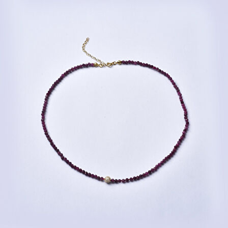  925 Ayar Gümüş Altın Kaplama Doğal Yakut Taşlı Kolye - NGS00114