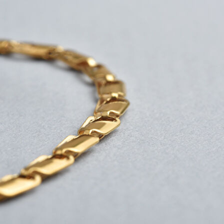 14 Ayar Altın Kaplama İtalyan Gösterişli ve Hafif  Gümüş Zincir - NP00102