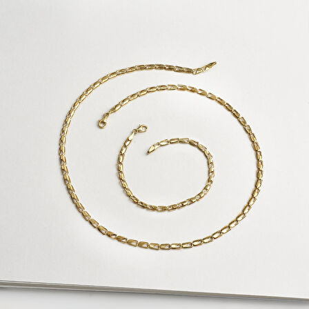 14 Ayar Altın Kaplama İtalyan Gösterişli ve Hafif  Gümüş Zincir - NP00102