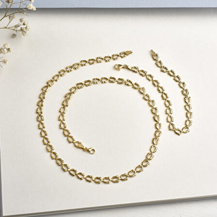 14 Ayar Altın Kaplama İtalyan Gösterişli ve Hafif  Gümüş Zincir - NP00103