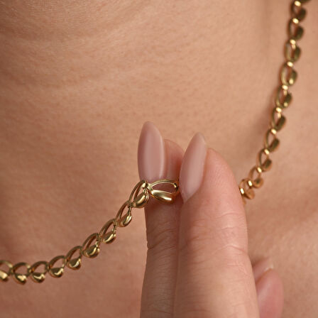 14 Ayar Altın Kaplama İtalyan Gösterişli Arpa Zincir Kolye - NP00104