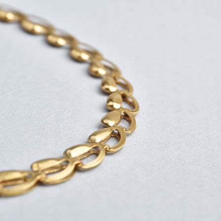 14 Ayar Altın Kaplama İtalyan Gösterişli Arpa Zincir Kolye - NP00104