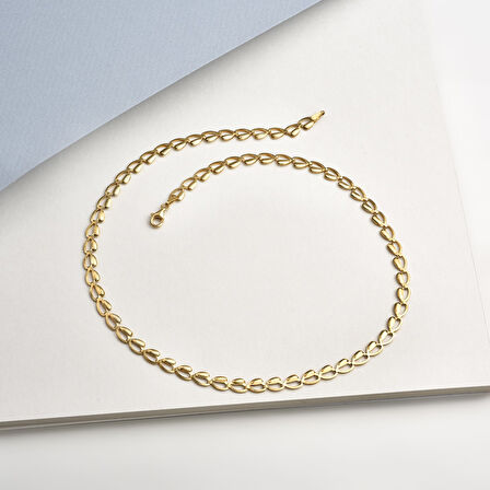 14 Ayar Altın Kaplama İtalyan Gösterişli Arpa Zincir Kolye - NP00104