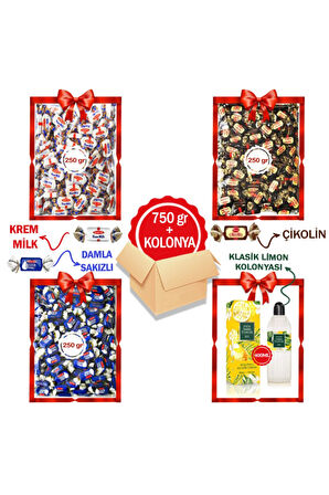 Bayram Şekeri -3x 250 Gr+ Kolonya-tofy Damla Sakız 250gr- Krem Milk 250 Gr- Çikolin 250gr-est 400ml
