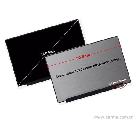 NE140WUM-N63 V8.0 14.0" inç 30Pin 1920*1200 (FHD+IPS) Süper Slim Lcd Ekran, Panel 60Hz
