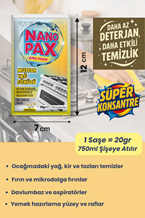 MUTFAK - YAĞ SÖKÜCÜ TOZ TEMİZLİK SAŞESİ (12 adet X 20gr)