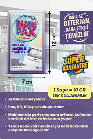 Bulaşık Makinesi Temizleyici Toz Bakım Saşesi (6 adet X 10gr)