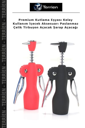 Premium Kutlama Eşyası Kolay Kullanım İçecek Aksesuarı Paslanmaz Çelik Tirbuşon Açacak Şarap Açacağı
