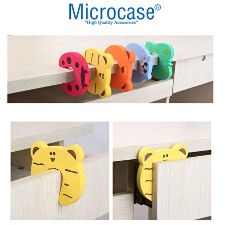 Microcase Hayvan Desenli Esnek Yumuşak  Kapı Kolu Koruma Çocuk Parmak Sıkışma Önleyici Köpük - AL4547 2 Adet