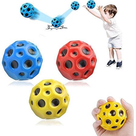 NPratik Yükseğe Zıplayan Delikli Bouncer Ball Space Ball Süper Uzay Topu 1 Adet Ay Top Moon Ball