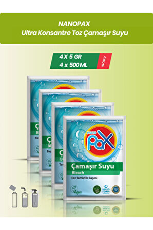 4 ADET ULTRA KONSANTRE TOZ ÇAMAŞIR SUYU (5GR = 500ML)