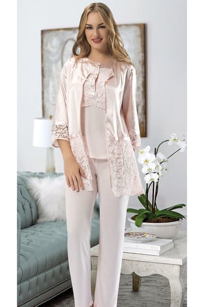 Premium Lüks Stil Rahat Pudra Penye Pijama Takımı
