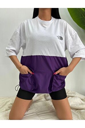 Paraşüt Cepli Oversıze Unısex Tshırt