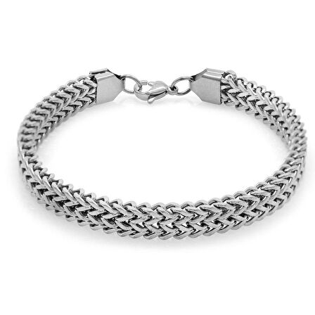 Nipora Çift Sıra Silver Renk Çelik Erkek Spiga Bileklik