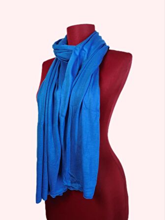 NEOWEAR 100%100 Pamuk Tesettür Penye Şal Saks Mavi