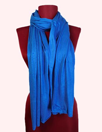 NEOWEAR 100%100 Pamuk Tesettür Penye Şal Saks Mavi