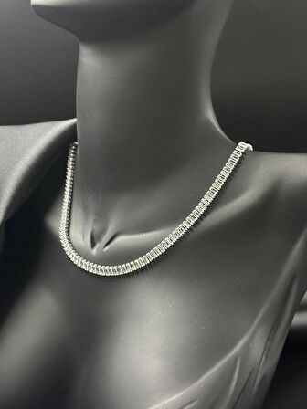 Kadın taşlı su yolu tasarım kuyumcu işçiliği silver gümüş renk kolye