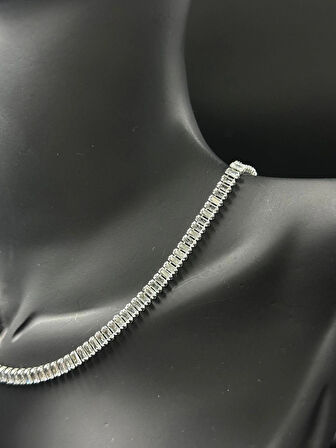 Kadın taşlı su yolu tasarım kuyumcu işçiliği silver gümüş renk kolye