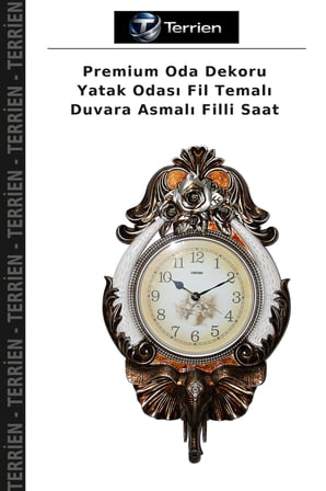 Premium Oda Dekoru Yatak Odası Fil Temalı Duvara Asmalı Filli Saat