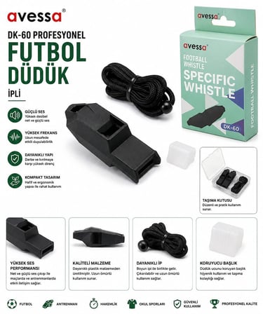 Premium Sahalar Antrenörler Stadyum DK-60 Profesyonel Futbol Düdük