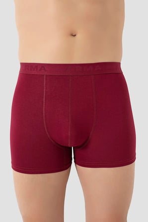 Özel Üretim Erkek Bordo Bambu Boxer 3'lü Paket Sade Günlük Esnek