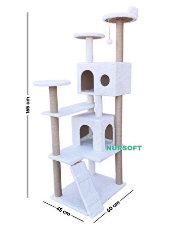 Nursoft Kule Kedi Evi Tırmalama Beyaz