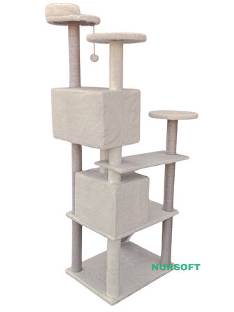 Nursoft Kule Kedi Evi Tırmalama Bej
