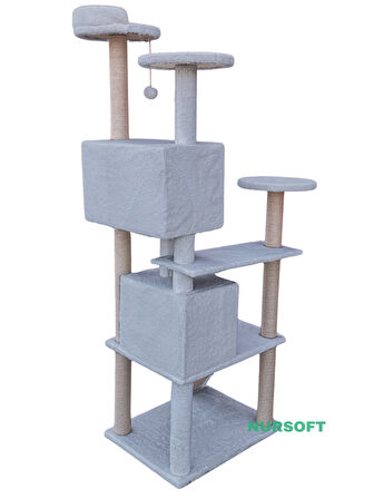 Nursoft Kule Kedi Evi Tırmalama Gri