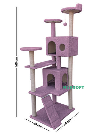Nursoft Kule Kedi Evi Tırmalama Gül Kurusu