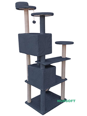 Nursoft Kule Kedi Evi Tırmalama Antrasit