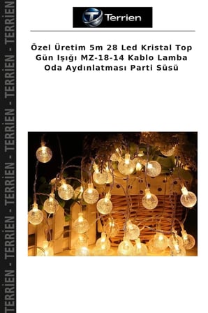 Özel Üretim 5m 28 Led Kristal Top Gün Işığı MZ-18-14 Kablo Lamba Oda Aydınlatması Parti Süsü