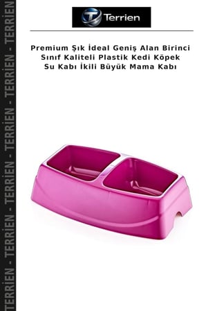 Premium Şık İdeal Geniş Alan Birinci Sınıf Kaliteli Plastik Kedi Köpek Su Kabı İkili Büyük Mama Kabı