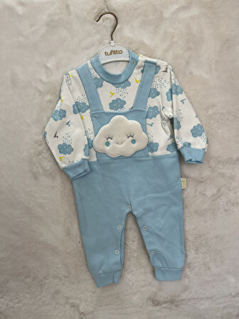 Kabartmalı Bulut Sahte Salopet Tulum