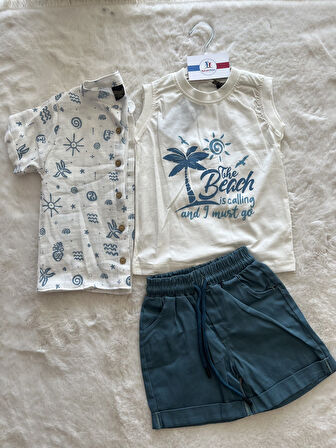 Beach Gömlekli 3 Lü Takım