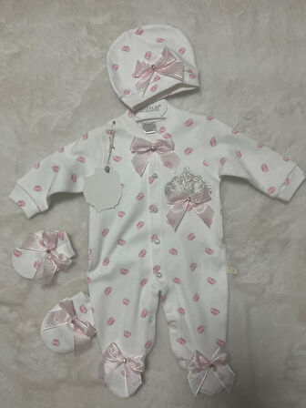 Serpme Taçlı Pembe Tulum